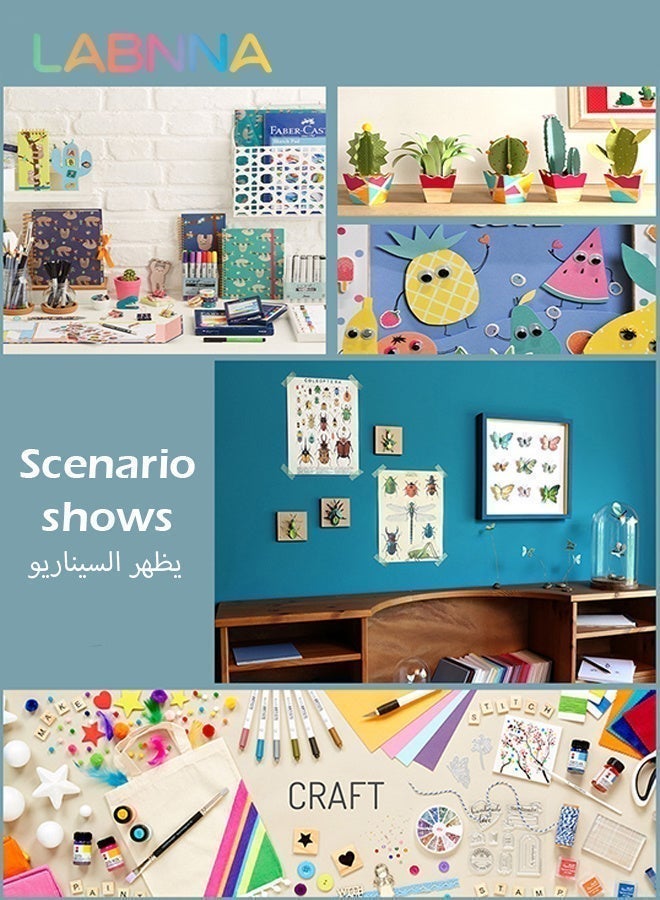 LABNNA أكثر من 800 قطعة من لوازم الفنون والحرف اليدوية المصنوعة يدويًا مع صندوق تخزين، مجموعة مواد مع حروف EVA ونجوم وملصق وريش آيس كريم وزر وكرة شعر وإكسسوارات يدوية لتعليم الأطفال - Image 5